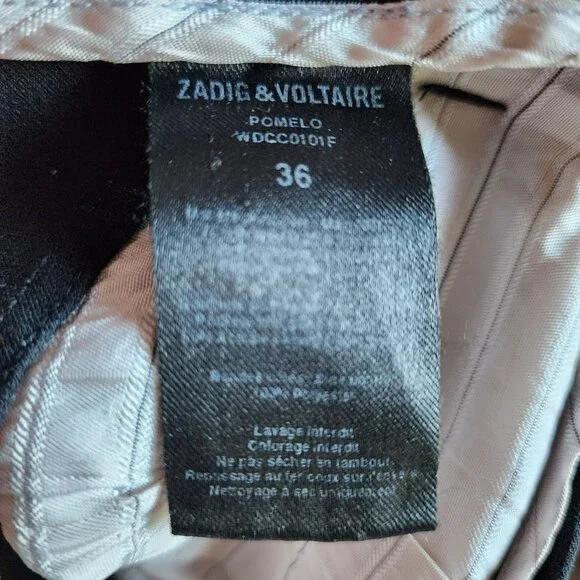 Zadig & Voltaire Pants 36 Black Grosgrain Trim Low-Rise Straight Leg - Picture 5 of 7